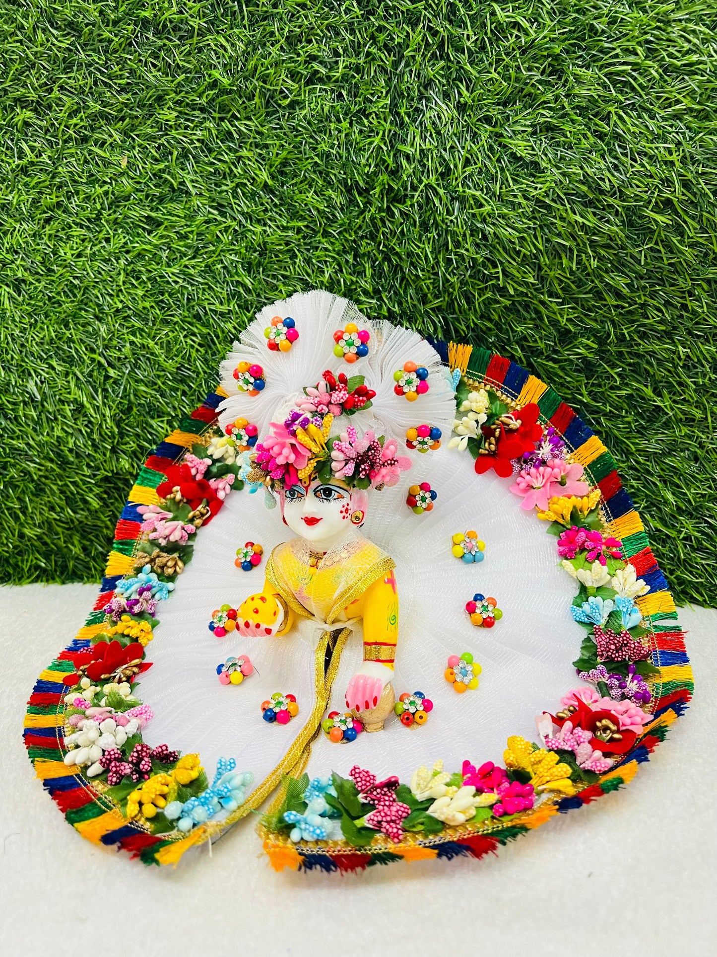 Laddu Gopal Ji Beautiful White Dress With Pagri Festival Special Holi , Janmashtami Special