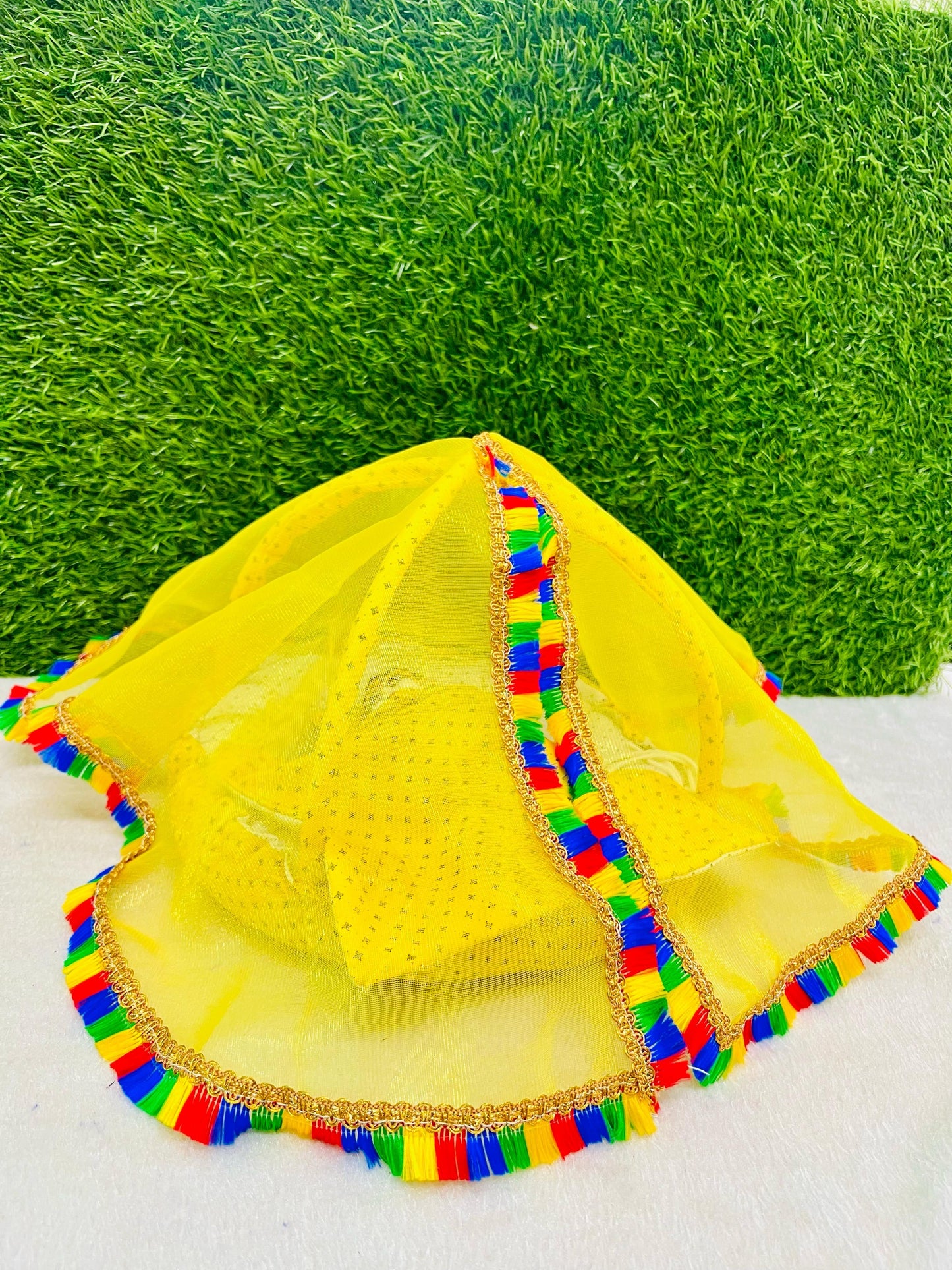 Laddu Gopal Ji Pure Cotton Mosquito Net Bed with Pillow & Blanket (Random Color)