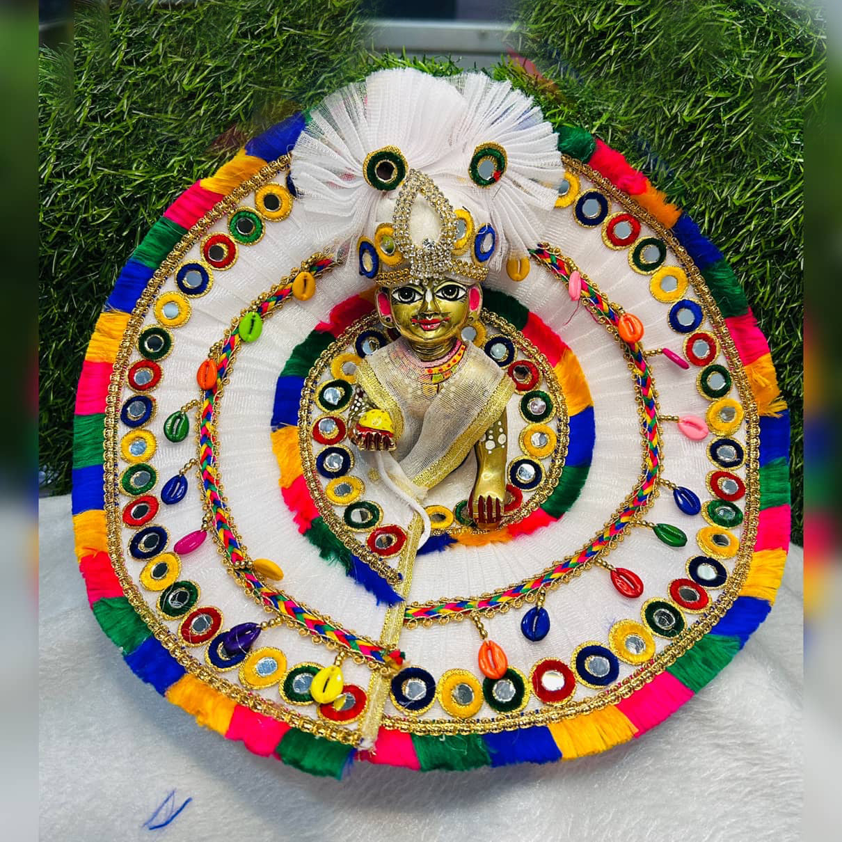 Beautiful White Mulitcolor Dress With Pagri Festival Special Holi , Janmashtami Special