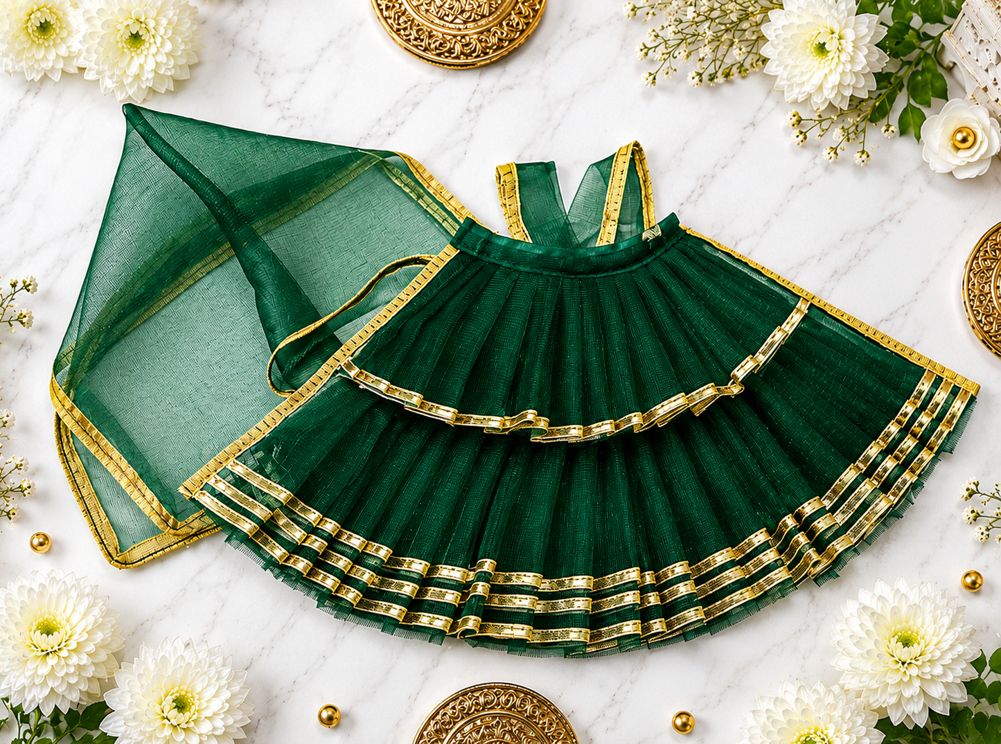 Green Mata Rani Lehenga Dress with Matching Dupatta