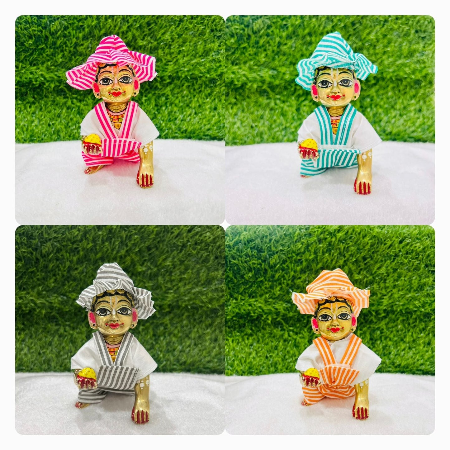 Laddu gopal summer Bib suit pack of 4 pc ( random colour and print ) Size 0 to 6