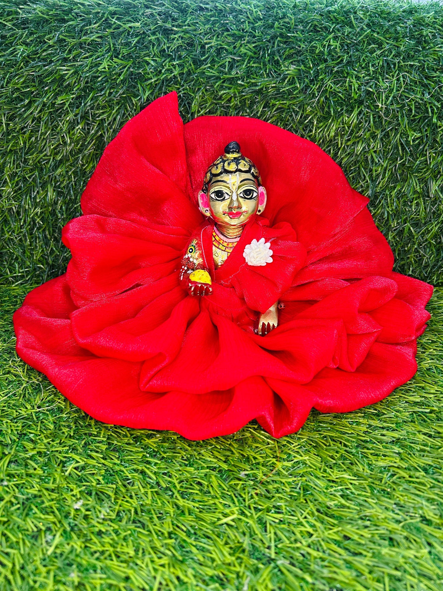 Laddu Gopal Ji Net Flower Design Dress – Pack of 2 | Kanha Ji Poshak | Krishna Ji Outfit for Festivals & Daily Wear