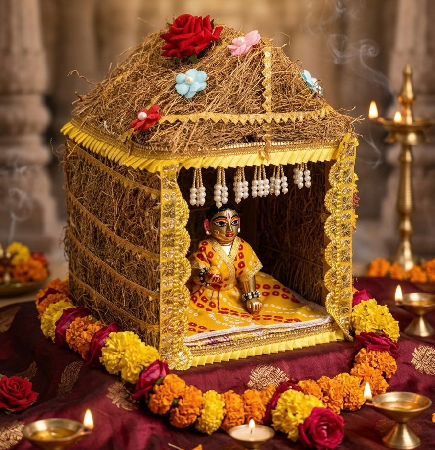 Laddu Gopal Ji Khas Khutiya House (Jhopadi Style) | Handmade Hut for Kanha Ji