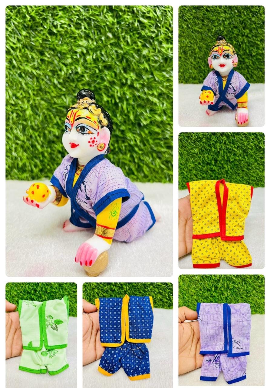 Laddu gopal summer premium Quality Night suit pack of 4 pc  ( random colour and print ) Size 0 to 6