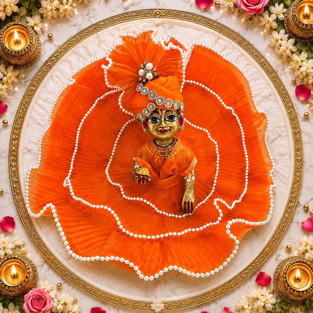 Janmashtami Special Orange Laddu Gopal Vastra Set | Handmade Poshak | Multiple Sizes