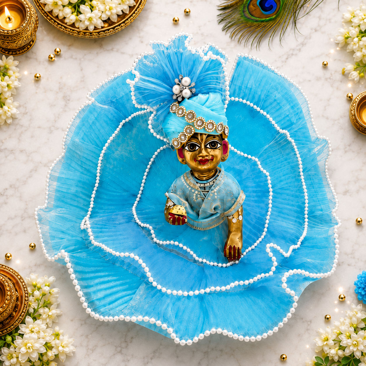 Janmashtami Special Krishna Ji Sky Blue Dress | Premium Laddu Gopal Vastra