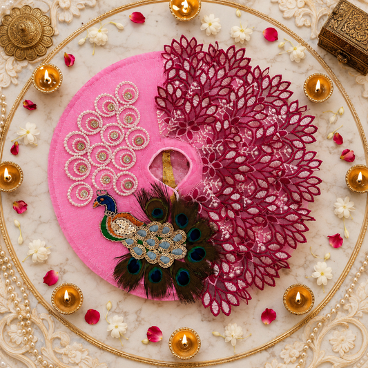 Janmashtami Special Premium Handmade Laddu Gopal Poshak with Matching Pagri – Pink Designer Dress