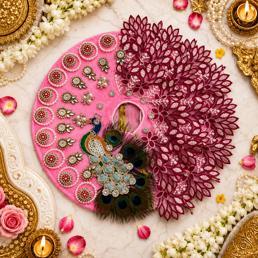 Janmashtami Special Premium Handmade Laddu Gopal Poshak with Matching Pagri – Pink Designer Dress