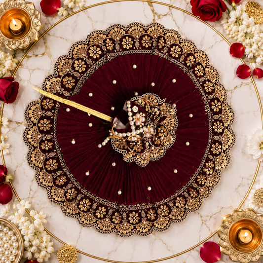 Janmashtami Special Premium Handmade Laddu Gopal Poshak with Matching Pagri | Maroon Embroidered Designer Dress