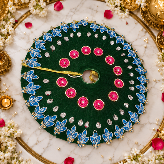 Janmashtami Special Handmade Laddu Gopal Dress | Premium Green Designer Poshak | Stone & Peacock Border