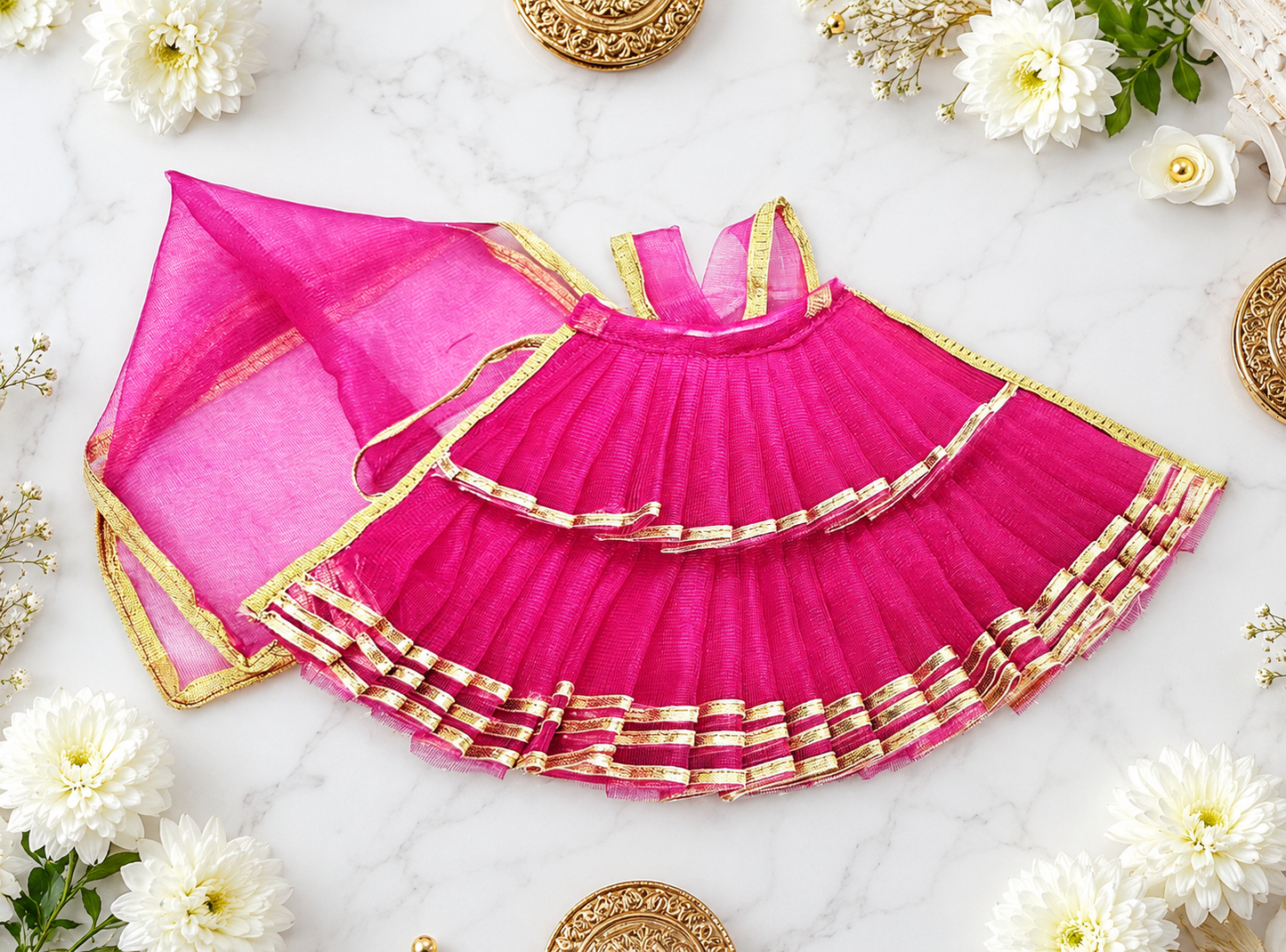 Rani Pink Mata Rani Lehenga Dress with Matching Dupatta