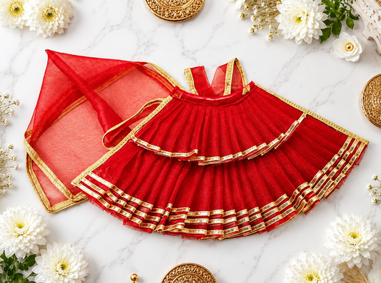 Red Mata Rani Lehenga Dress with Matching Dupatta