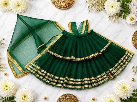 Green Mata Rani Lehenga Dress with Matching Dupatta