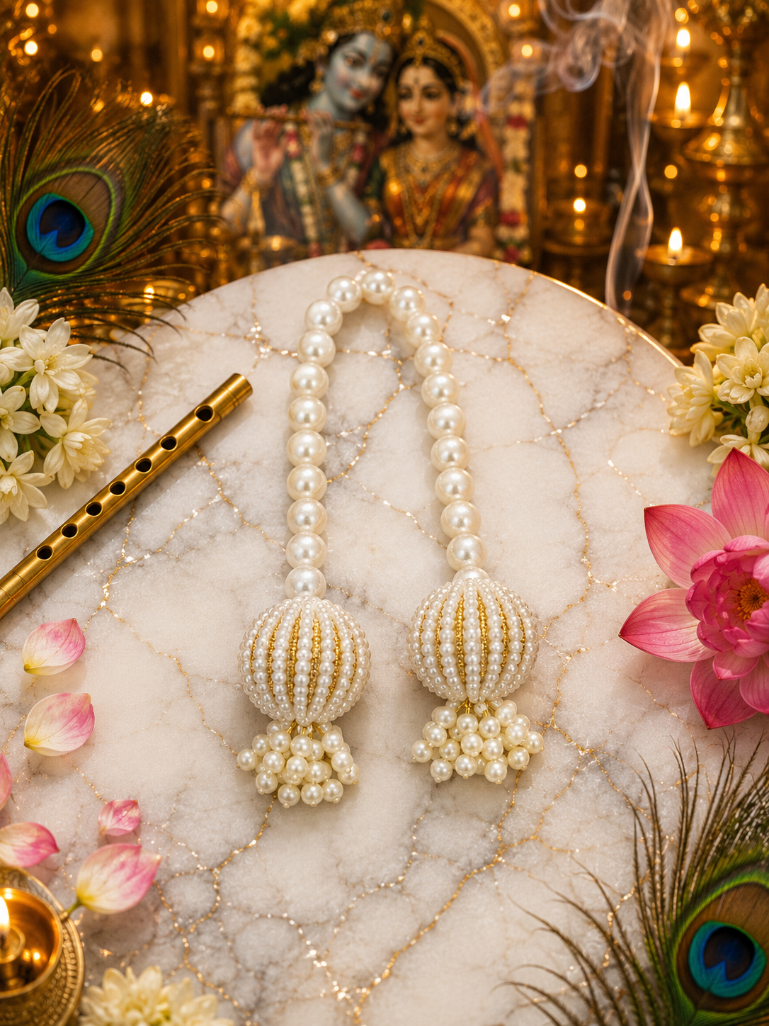 Janmashtami Special Laddu Gopal Pearl Patka | Handcrafted Krishna Shringar Poshak