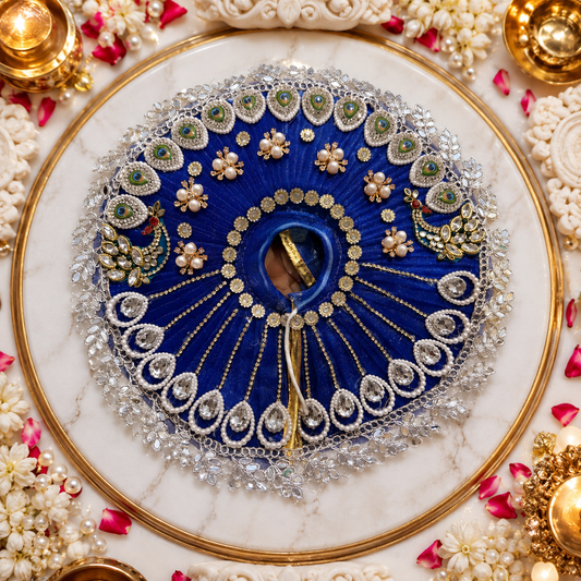 Shri Laddu Gopal Royal Blue Designer Dress | Premium Handmade Poshak for Kanha Ji
