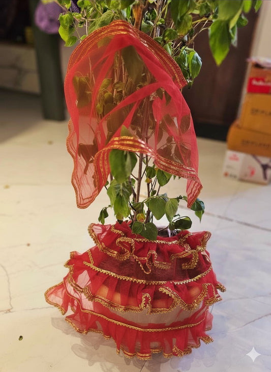 Tulsi Mata Poshak – Elegant Attire for Vrindavan (Red)