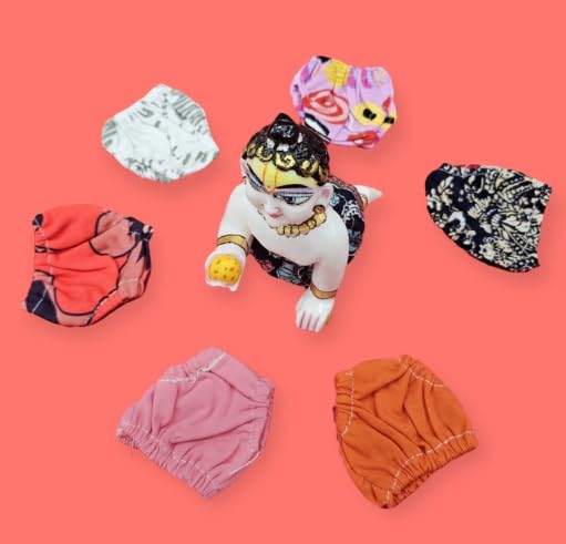 Laddu gopal summer wear nappy pack of 6 pc ( random colour and print ) [Size 0 to 6 ]