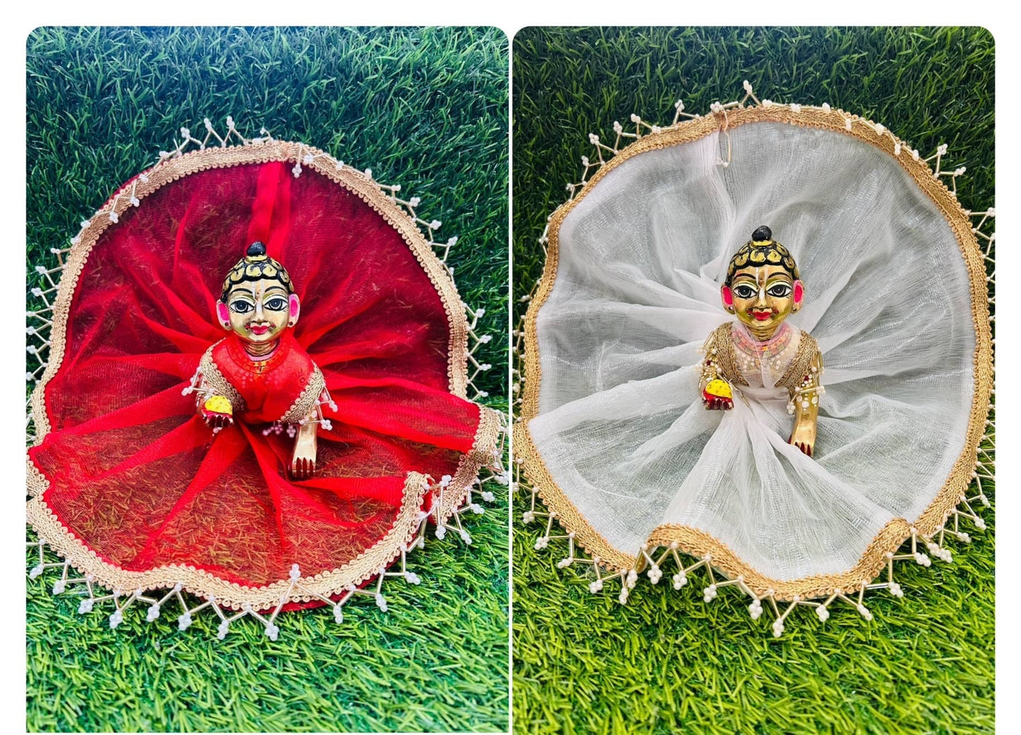 Laddu Gopal Fancy Net Dress For Summer Pack of 2 pc , Kanha Ji Poshak