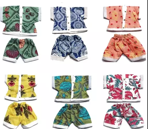 Laddu Gopal Summer Night Suit Pack of 6 pc , Kanha Ji Poshak  ( Print And Color Random )