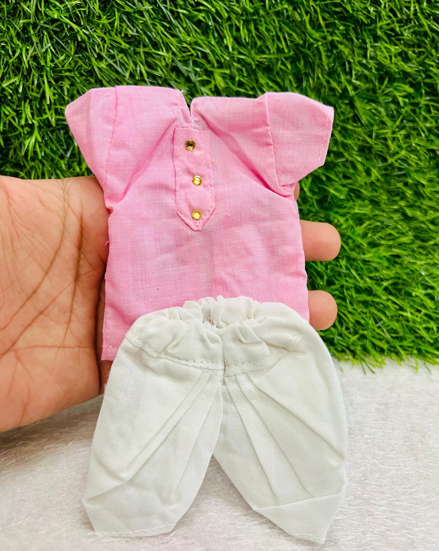 Laddu Gopal Summer Dhoti Kurta Pack of 1 pc , Kanha Ji Poshak  ( Print And Color Random )