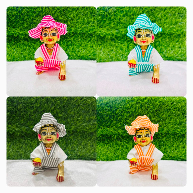 Laddu Gopal Bib Suit Summer Poshak Pack of 4 Pc Dress ( Random Color And Print )